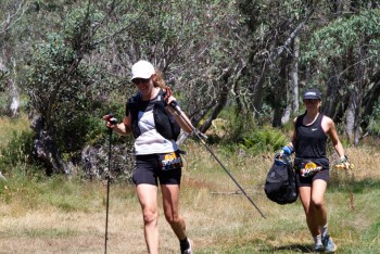 First of the girls happy on arrival at the half way point